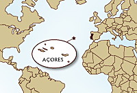 Location of the Açores on a world map